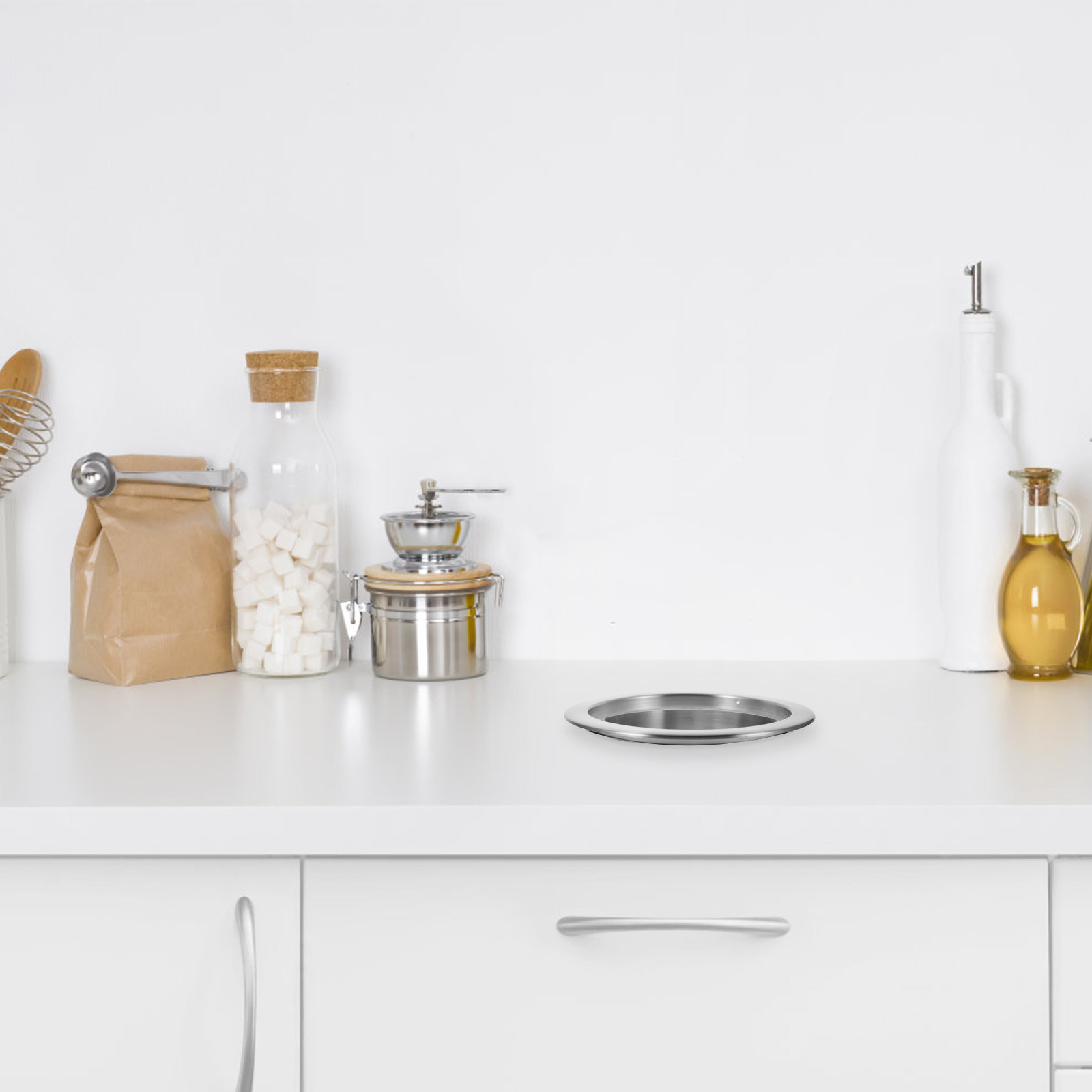 Commercial Kitchen Garbage Can - Stainless Steel Countertop Recessed Trash Can