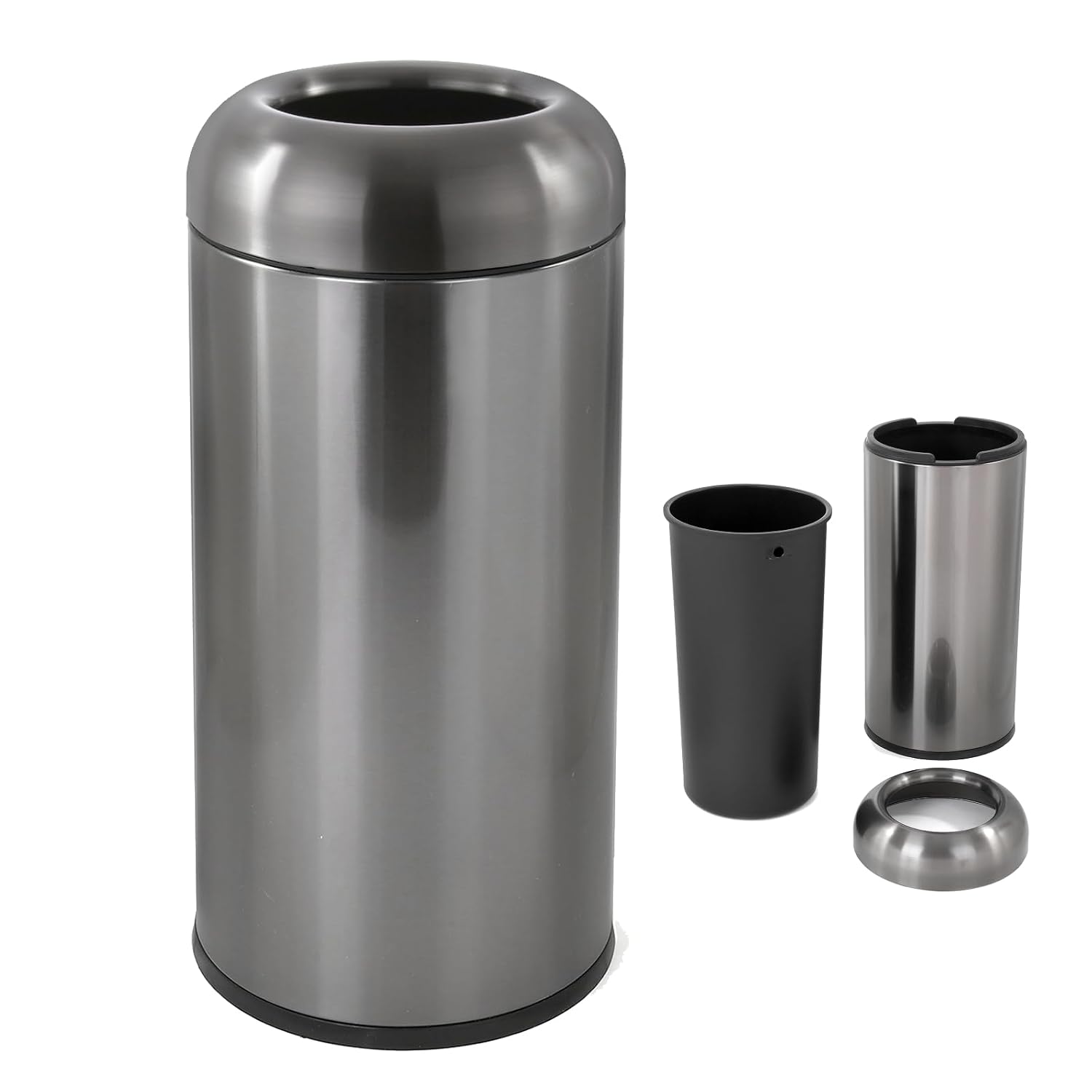 Commercial Kitchen Garbage Can - Dark‑Silver 16 Gallon Large Commercial Trash