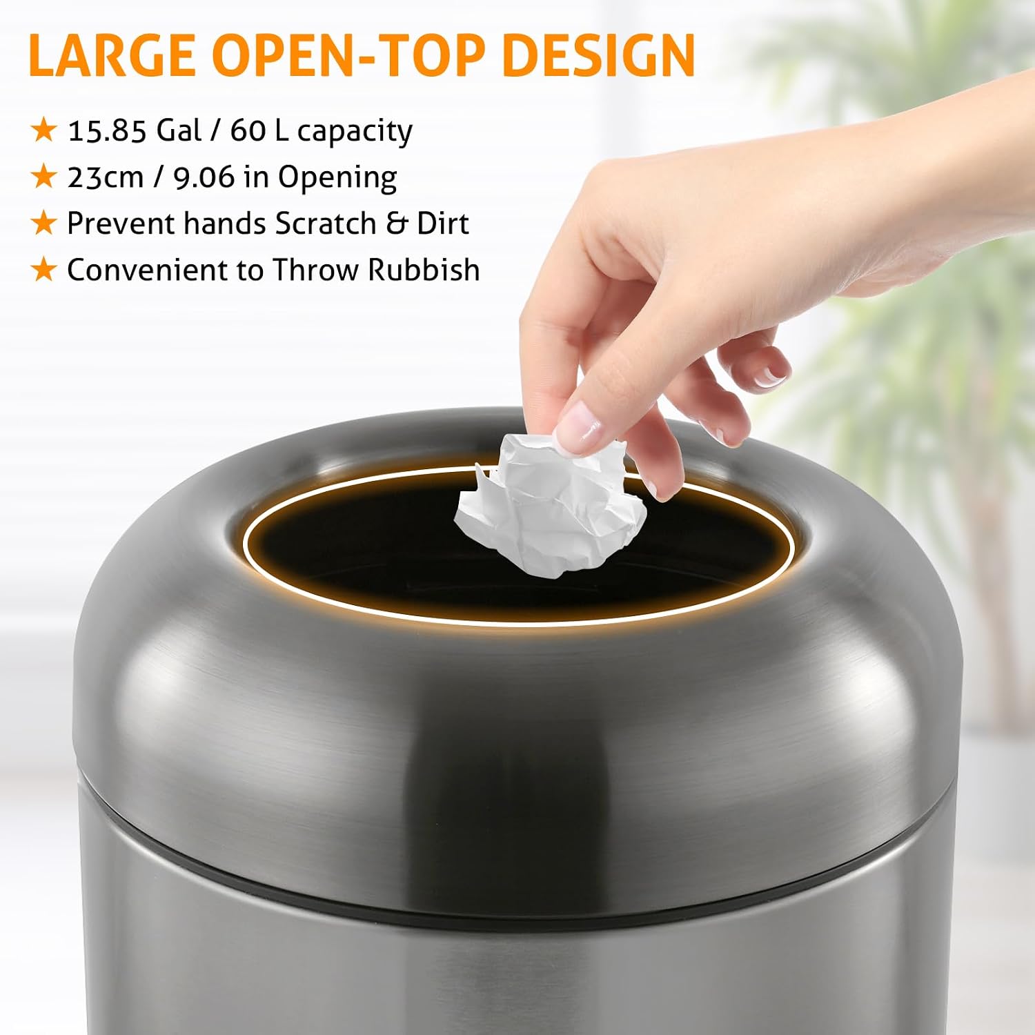 Dark‑Silver 16 Gallon Large Co - Commercial Kitchen Garbage Can 评论和价格